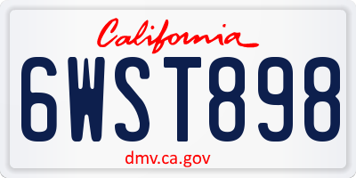 CA license plate 6WST898