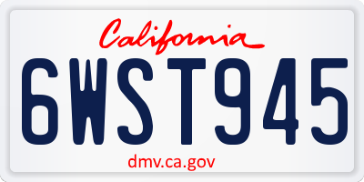 CA license plate 6WST945