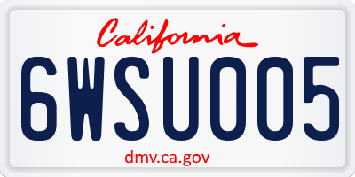 CA license plate 6WSU005