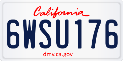 CA license plate 6WSU176