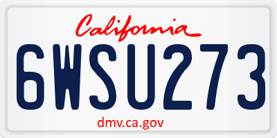 CA license plate 6WSU273