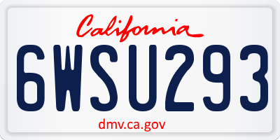 CA license plate 6WSU293