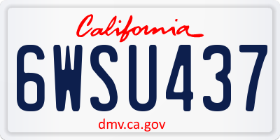 CA license plate 6WSU437