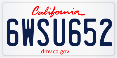 CA license plate 6WSU652