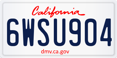 CA license plate 6WSU904