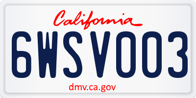 CA license plate 6WSV003