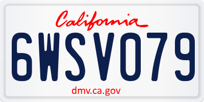 CA license plate 6WSV079