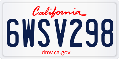 CA license plate 6WSV298