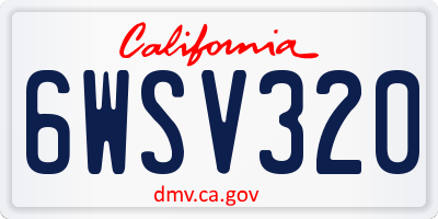 CA license plate 6WSV320