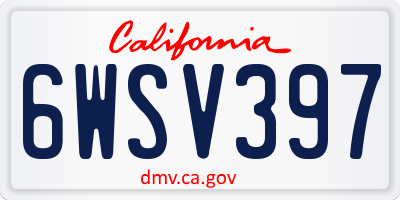 CA license plate 6WSV397