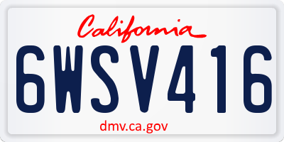 CA license plate 6WSV416
