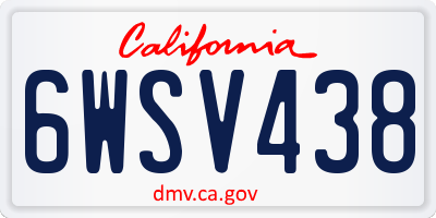 CA license plate 6WSV438