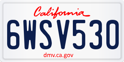 CA license plate 6WSV530