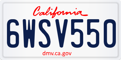 CA license plate 6WSV550