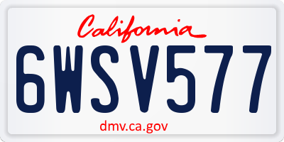 CA license plate 6WSV577
