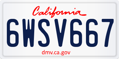 CA license plate 6WSV667