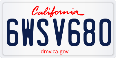 CA license plate 6WSV680