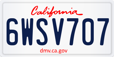 CA license plate 6WSV707