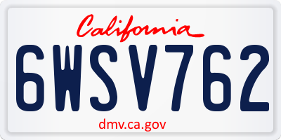 CA license plate 6WSV762