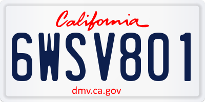 CA license plate 6WSV801
