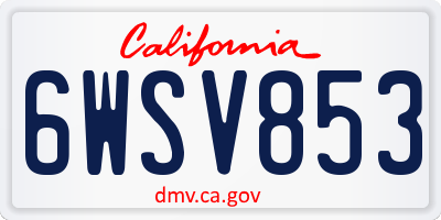 CA license plate 6WSV853