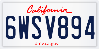 CA license plate 6WSV894
