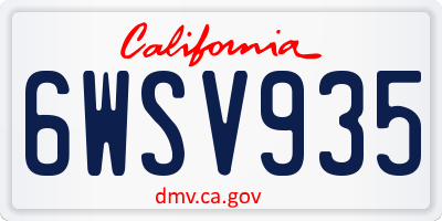 CA license plate 6WSV935