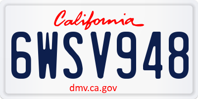 CA license plate 6WSV948