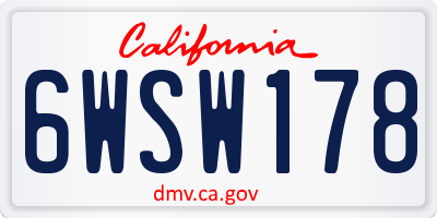 CA license plate 6WSW178