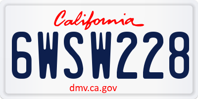 CA license plate 6WSW228