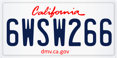 CA license plate 6WSW266