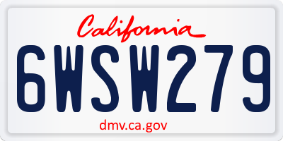 CA license plate 6WSW279