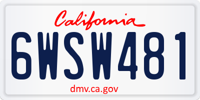 CA license plate 6WSW481