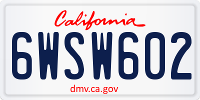 CA license plate 6WSW602