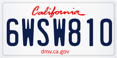 CA license plate 6WSW810