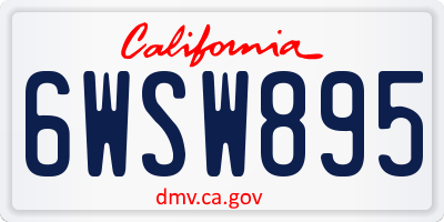 CA license plate 6WSW895