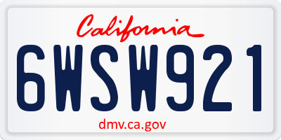 CA license plate 6WSW921