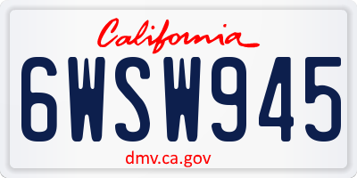 CA license plate 6WSW945