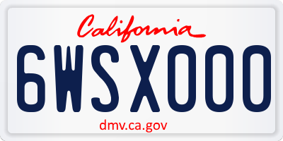 CA license plate 6WSX000