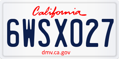CA license plate 6WSX027