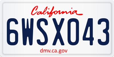 CA license plate 6WSX043