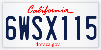 CA license plate 6WSX115