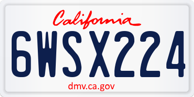 CA license plate 6WSX224