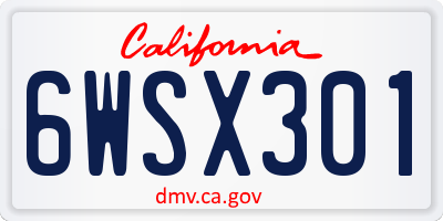 CA license plate 6WSX301