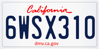 CA license plate 6WSX310