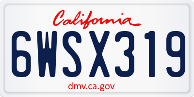CA license plate 6WSX319