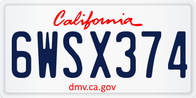 CA license plate 6WSX374