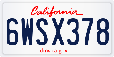 CA license plate 6WSX378