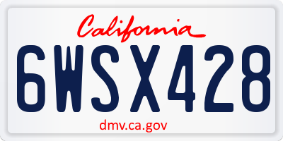 CA license plate 6WSX428
