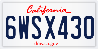CA license plate 6WSX430
